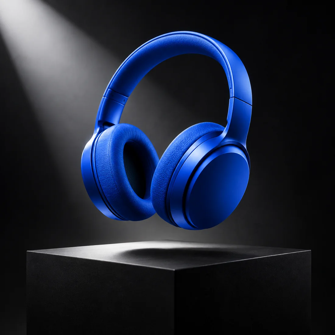 Creative advertising concept featuring blue headphones